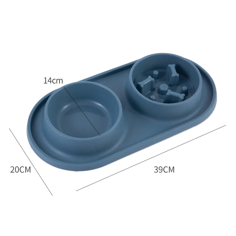 Stainless Steel Double Dog Bowl with Non-Slip Silicone Mat
