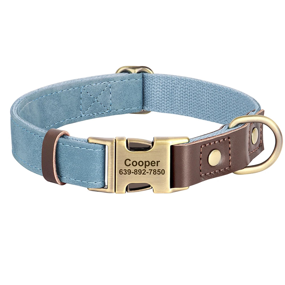 Custom Engraved Buckle Dog Collar with Name and Phone Number