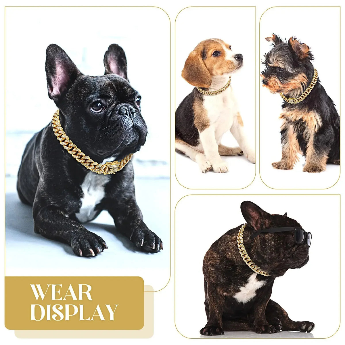 Cuban Link Dog Chain Necklace with Zirconia Stones, 6 Colors