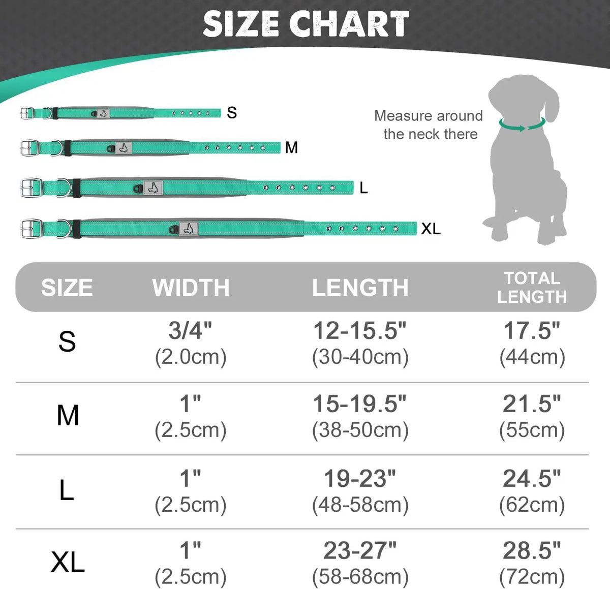 Heavy Duty Padded Dog Collar for Large Dogs, Reflective Nylon
