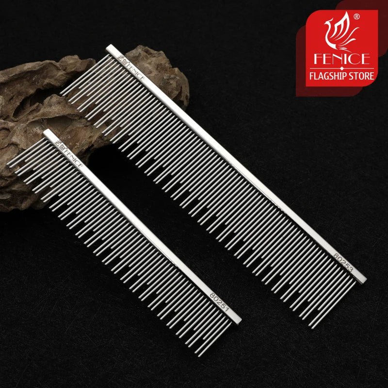 Stainless Steel Dog Grooming Comb with Tapered Pins, 4 Styles