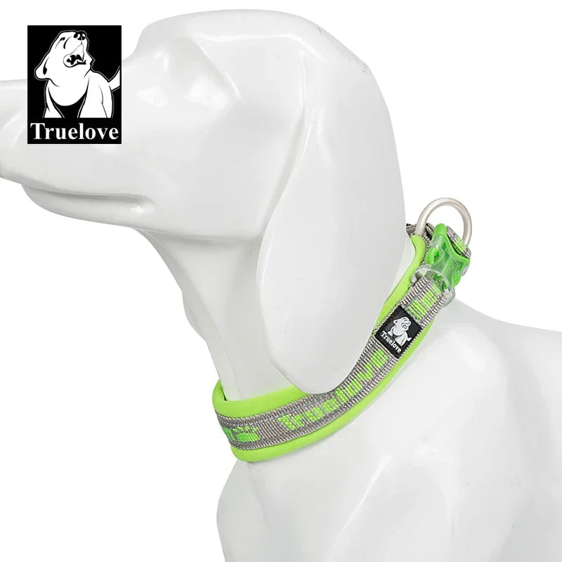 Reflective Neoprene Padded Dog Collar for Hiking and Running