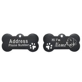 Engraved Bone Dog ID Tag, Personalized Stainless Steel Tag