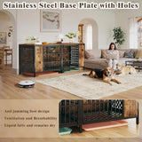 63 Inch Double Dog Crate Furniture for 2 Medium Dogs
