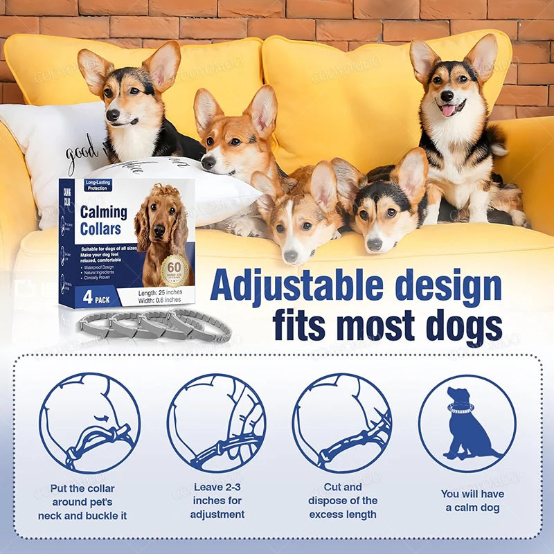 Calming Collar for Dogs and Cats, 3 or 4 Pack Multi-Pet Set