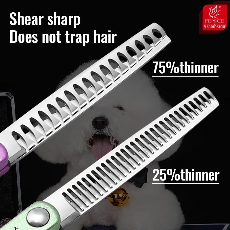Fenice 6.5 Inch Dog Grooming Scissors Set, Straight, Curved & Thinning