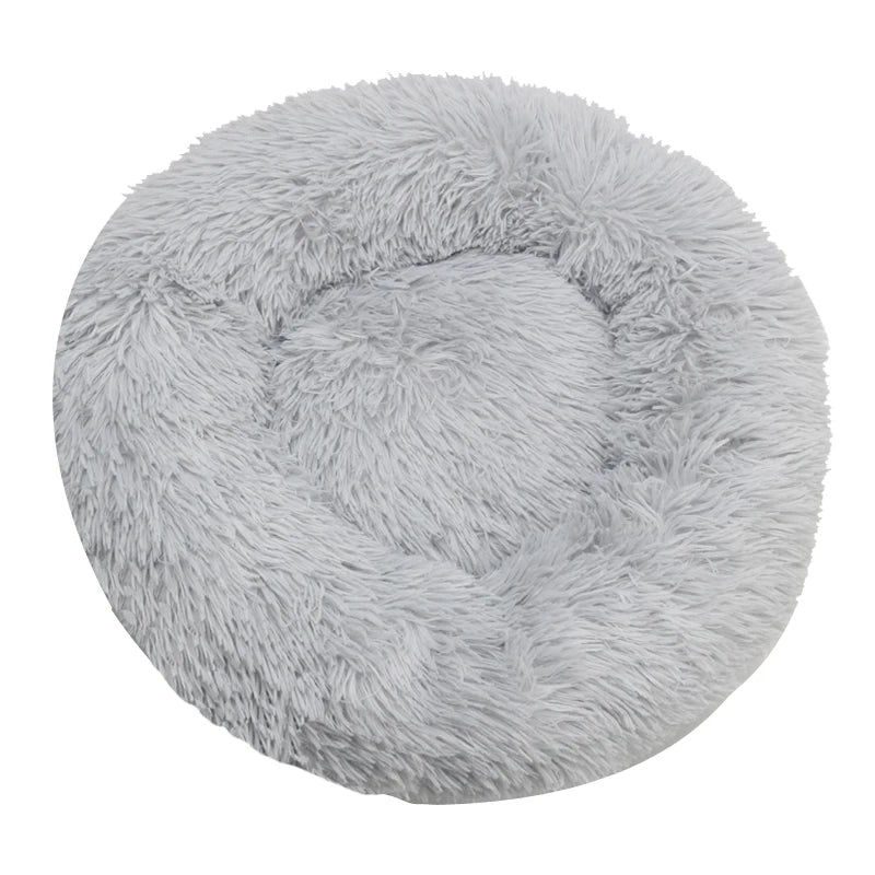 Round Plush Dog Bed, Fluffy Donut Bed for Small to Large Dogs