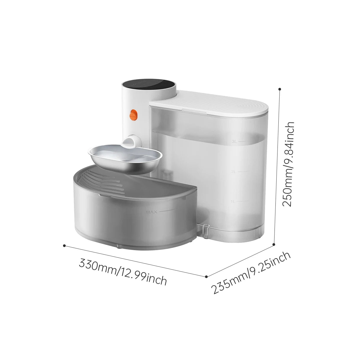 Cordless Pet Water Dispenser with Stainless Steel Bowl
