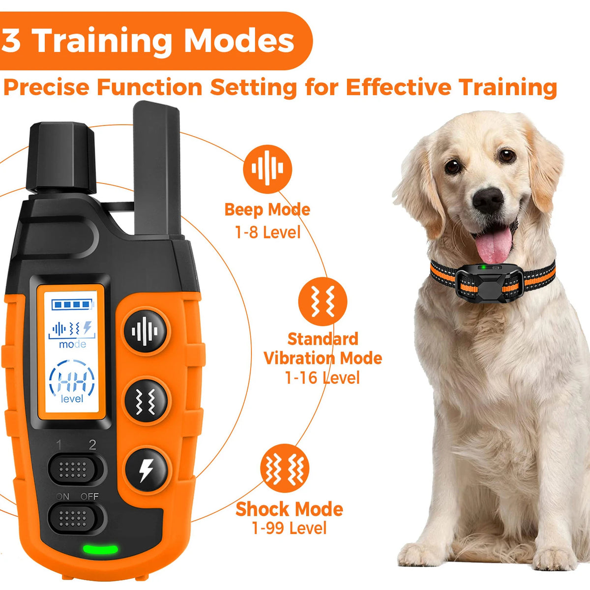 Remote Dog Training Collar with 3,300 Ft Range and 3 Modes