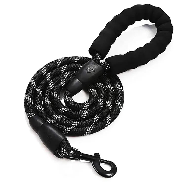 Reflective Rope Dog Leash with Foam Handle, 5 ft