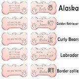 Engraved Bone Dog ID Tag, Personalized Stainless Steel Tag