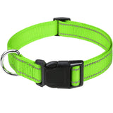 Reflective Nylon Dog Collar, Adjustable, XS to XL in 10 Colors