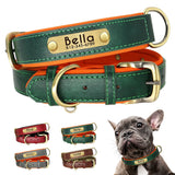 PU Leather Dog Collar with Engraved Nameplate ID Tag, Padded