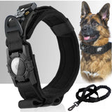 AirTag Dog Collar, Tactical Nylon with Handle and Metal Buckle