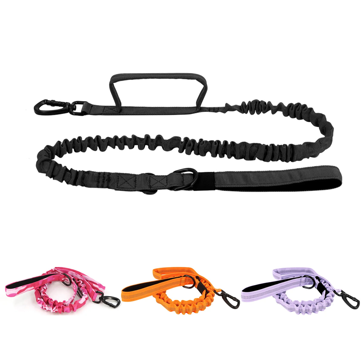 Two Handle Tactical Dog Leash with Shock Absorbing Bungee