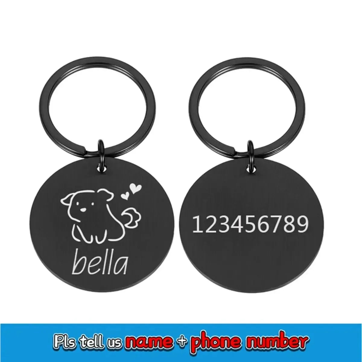 Double-Sided Custom Dog ID Tag with Name and Back Engraving