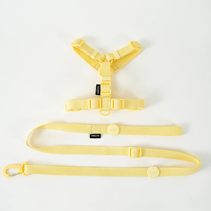 Adjustable Puppy Harness, Collar and Leash Set in Macaron Colors