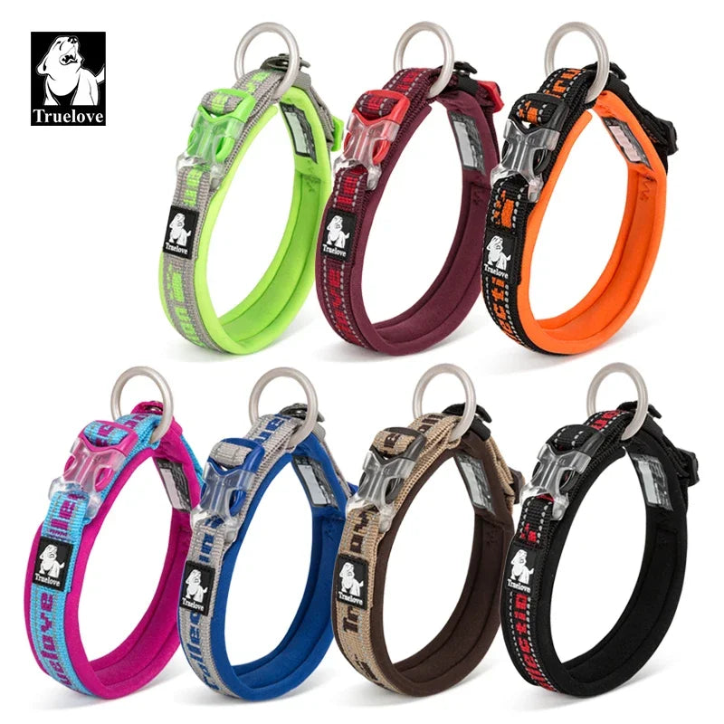 Reflective Neoprene Padded Dog Collar for Hiking and Running