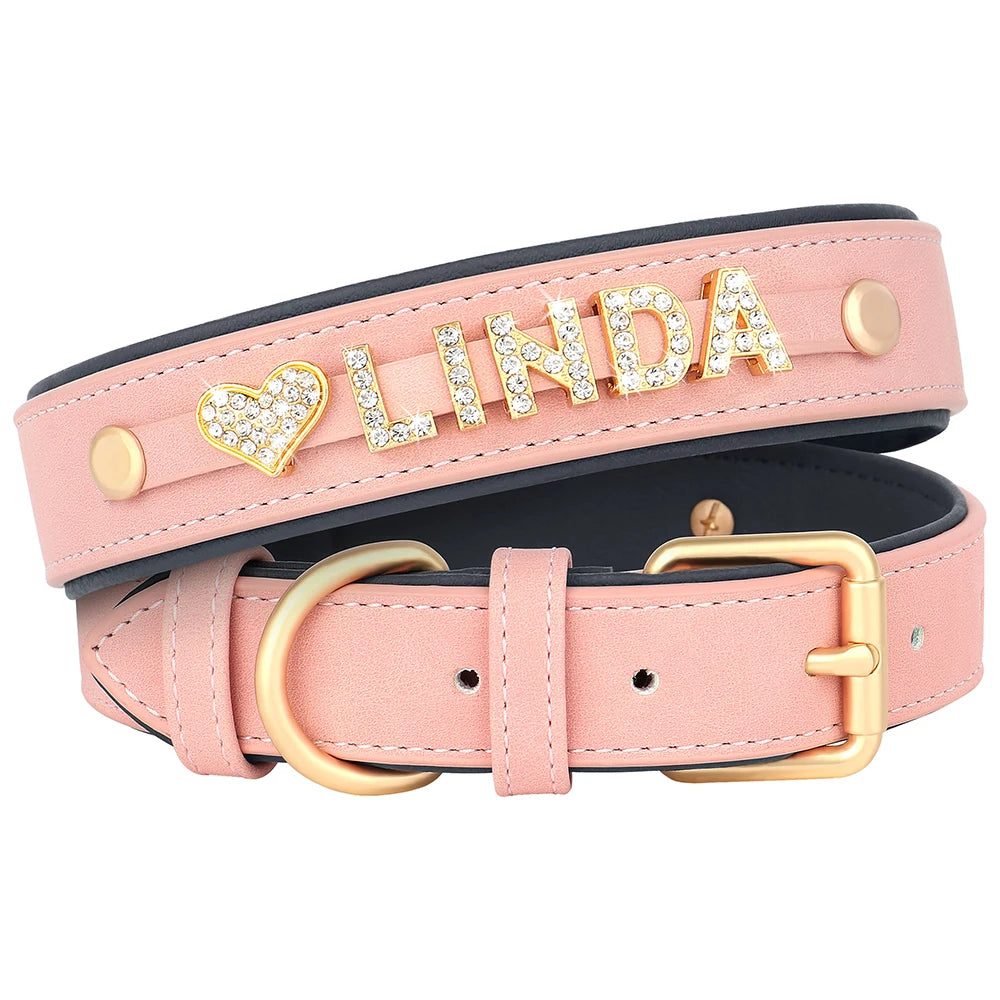 Custom Name Dog Collar with Jeweled Letter Charms