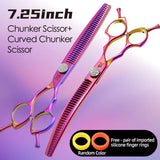 Curved Chunker Dog Grooming Scissors, 7.25 Inch 440C Steel