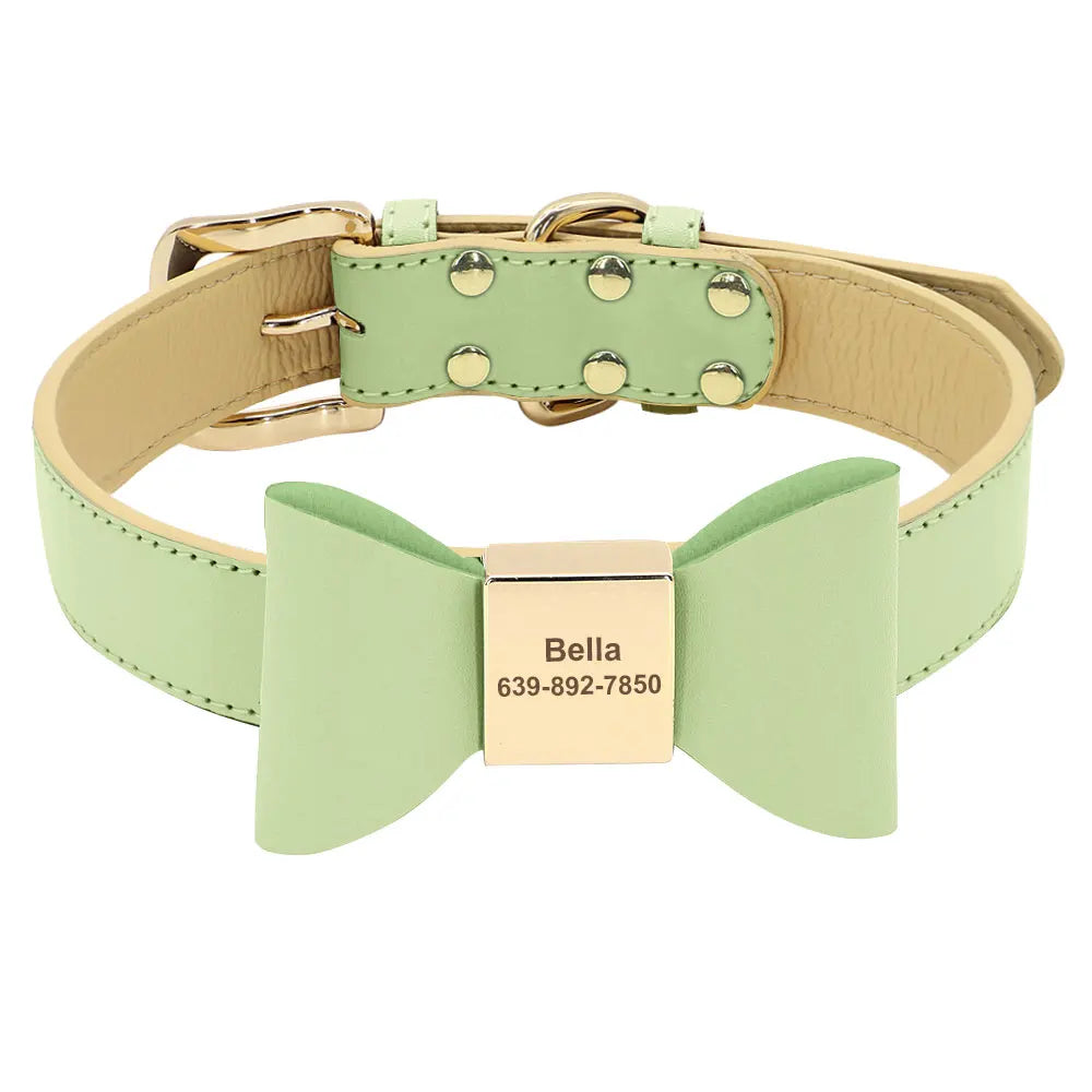 Personalized Bow Dog Collar with Rhinestones for Small Dogs
