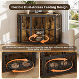 Corner Dog Crate Furniture with Rotating Feeding Door