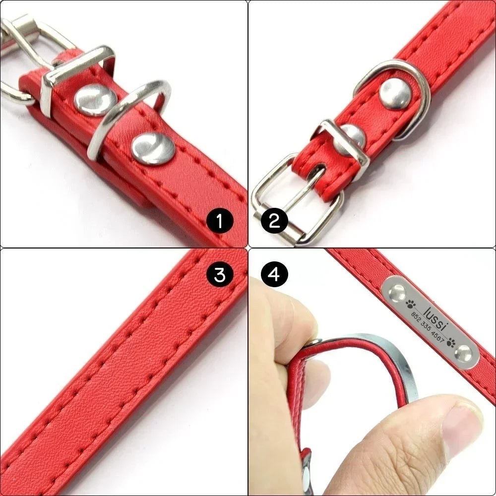 Personalized Dog Collar with Engraved Name Plate, 16 Colors