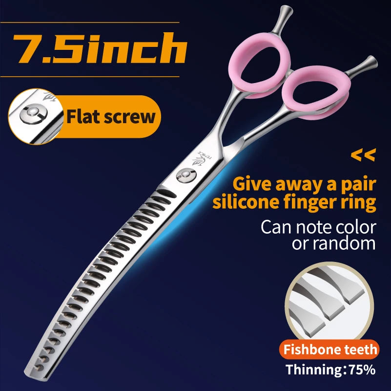Curved Chunkers and Thinners for Dog Grooming, 7 or 7.5 Inch