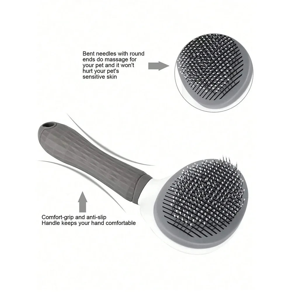 Round Head Self-Cleaning Slicker Brush for Dogs and Cats