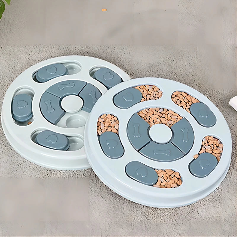 Dog Puzzle Feeder with Food Compartments, 9.4 in Round