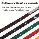 Personalized Leather Cat Collar with Bell and Engraved Nameplate