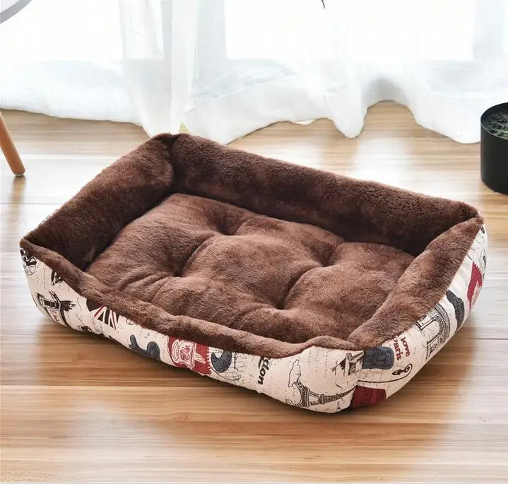 Plush Rectangle Dog Bed with Raised Sides in Candy Colors