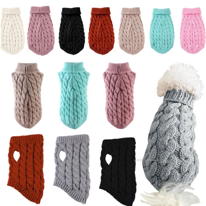 Knitted Dog Sweater for Small Dogs, Warm Pullover for Winter