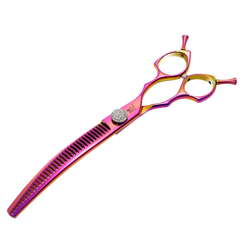 Curved Chunker Dog Grooming Scissors, 7.25 Inch 440C Steel