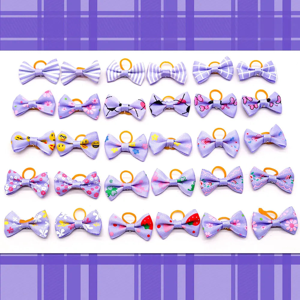 Dog Hair Bows with Rubber Bands, Mixed Colors, 10 to 30 Pack