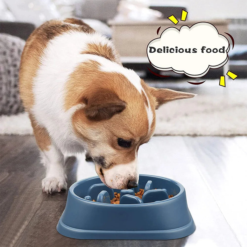 Anti-Gulping Puzzle Dog Bowl with Four Non-Slip Pads, Slow Feeder