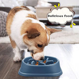 Anti-Gulping Puzzle Dog Bowl with Four Non-Slip Pads, Slow Feeder