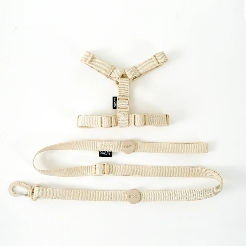Adjustable Puppy Harness, Collar and Leash Set in Macaron Colors