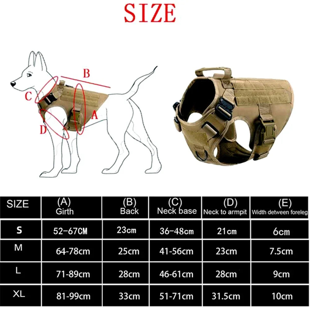 Tactical Dog Harness with MOLLE Panels and Handle for Large Dogs
