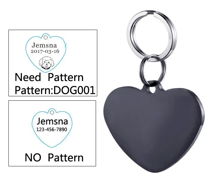 Engraved Dog ID Tag, Two-Sided Stainless Steel Name Tag
