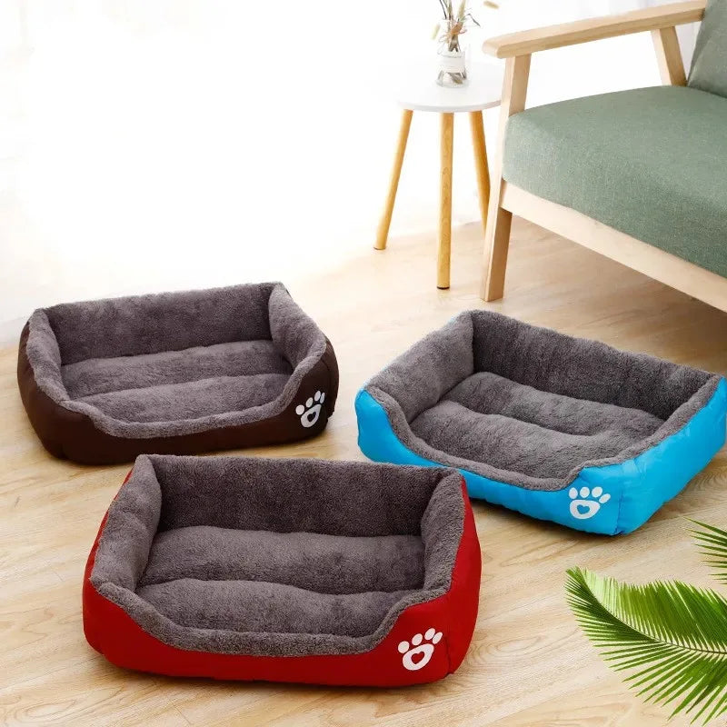 Plush Rectangle Dog Bed with Raised Sides in Candy Colors
