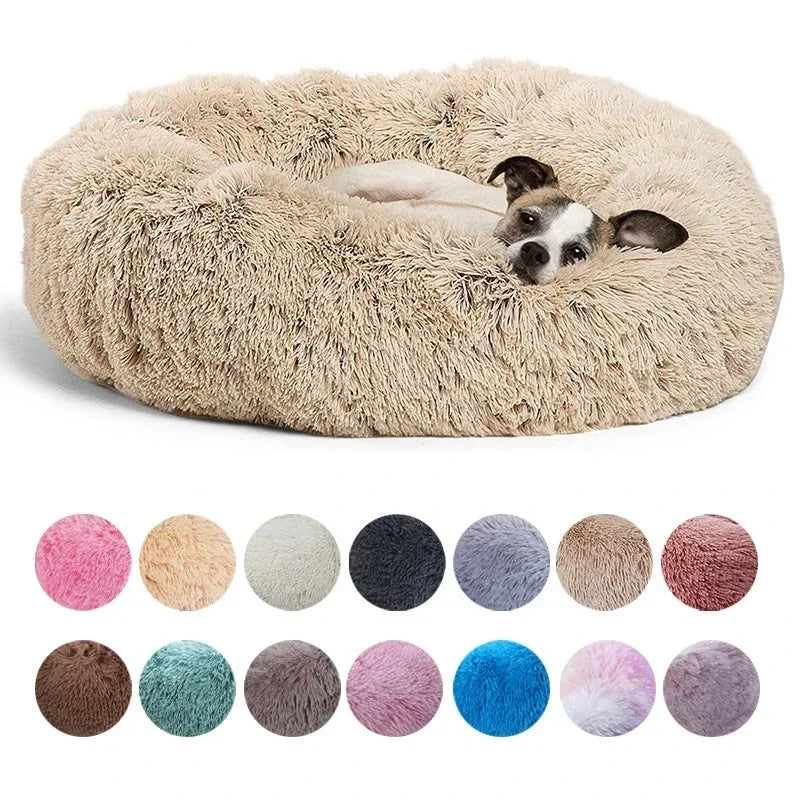 Machine Washable Donut Dog Bed, Plush Round Bed in 6 Sizes