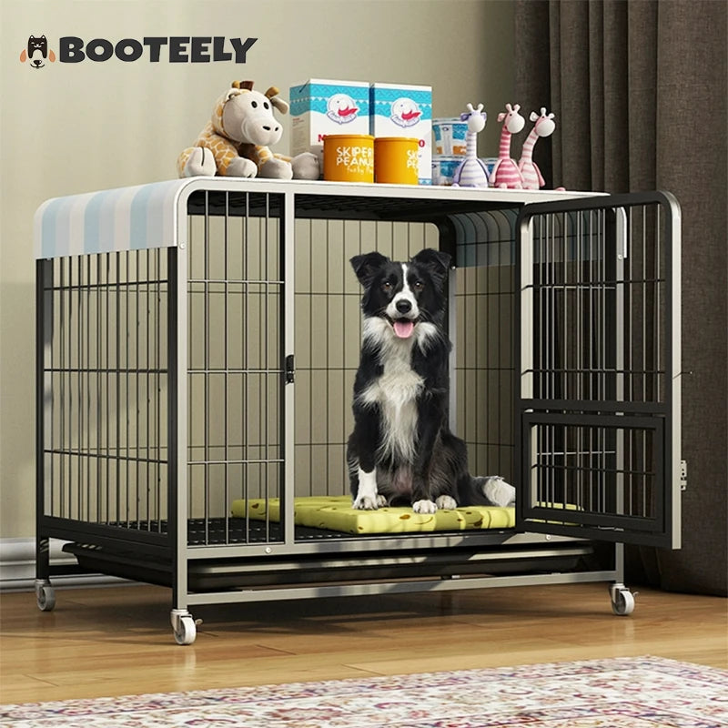 Heavy Duty Metal Dog Crate for Large Dogs with Wheels