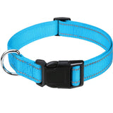 Reflective Nylon Dog Collar, Adjustable, XS to XL in 10 Colors