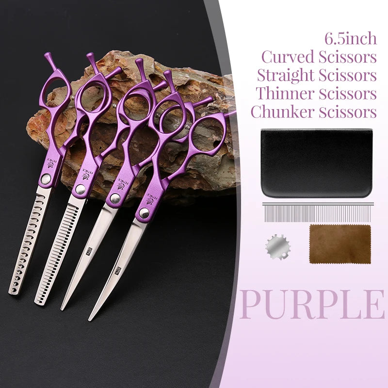 Fenice 6.5 Inch Dog Grooming Scissors Set, Straight, Curved & Thinning