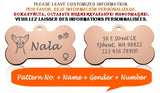 Engraved Dog Face Bone ID Tag, Personalized with Name and Gender