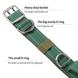 Tactical Dog Collar with Handle, Double Buckle and Patches