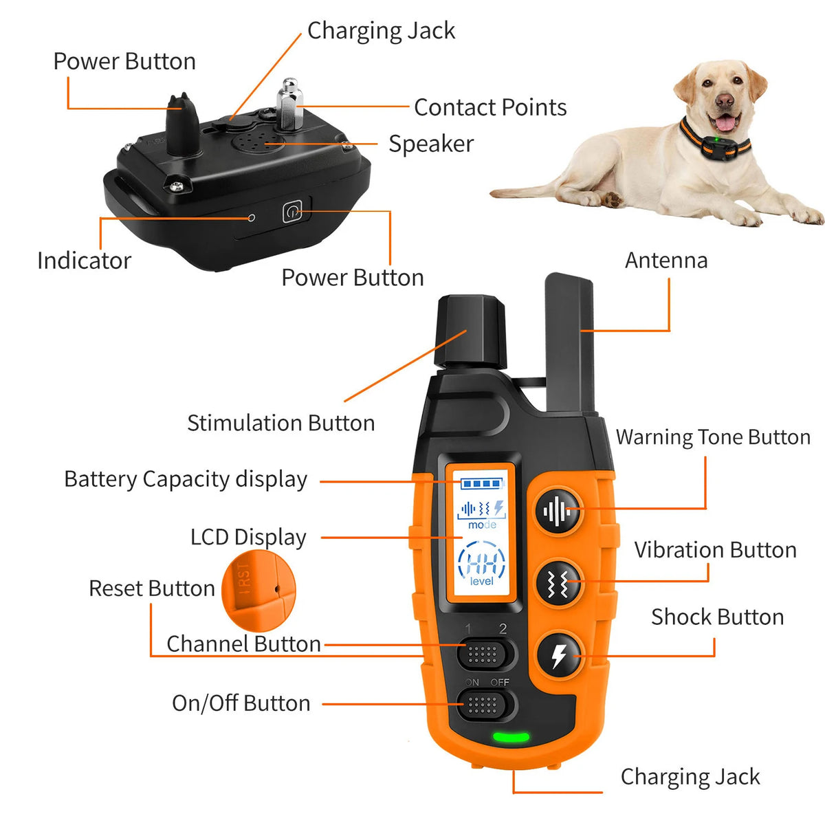 Remote Dog Training Collar with 3,300 Ft Range and 3 Modes