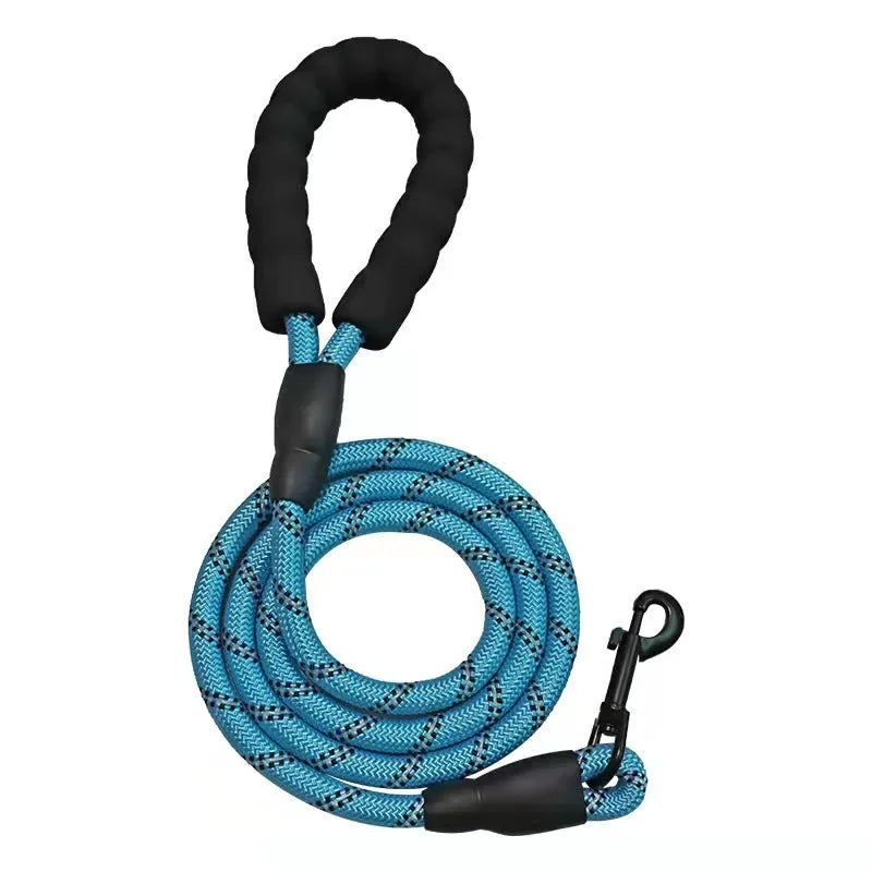 Reflective Rope Dog Leash with Foam Handle, 5 ft