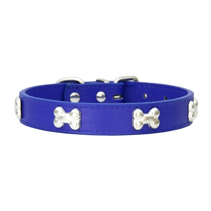 Leather Dog Collar for Small Dogs with Adjustable Buckle